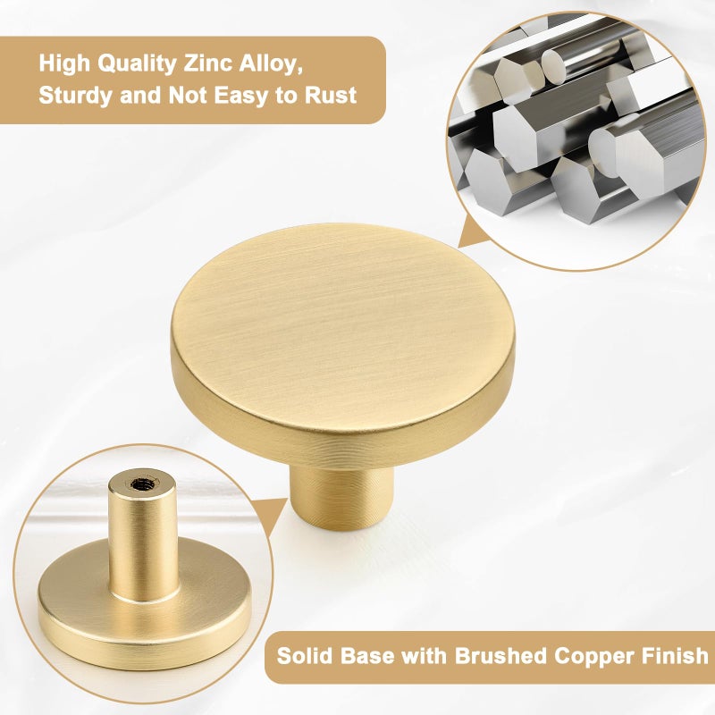 WEAVERBIRD 4 Pieces Round Cabinet Knobs Brushed Gold, Zinc Alloy Kitchen Cabinet Hardware Cupboard Knobs Small Drawer Knobs - Image 3